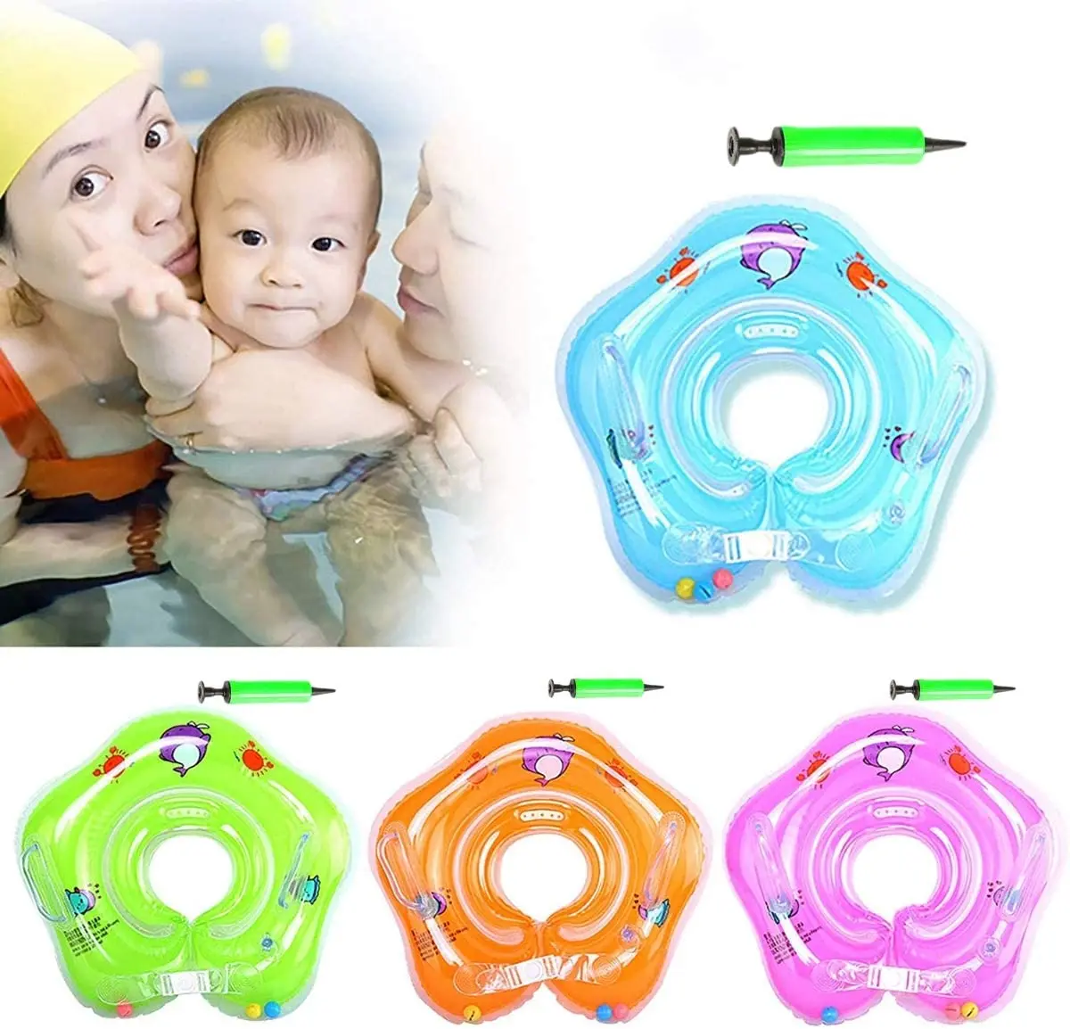 

Swimming Baby Neck Float,Baby Inflatable Swimming Float Infant Float Ring Baby Pool Float Learn to Swim Summer for Baby