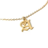 

Personalize Gold Plated Stainless Steel Old English Initial Necklace Jewelry for Women