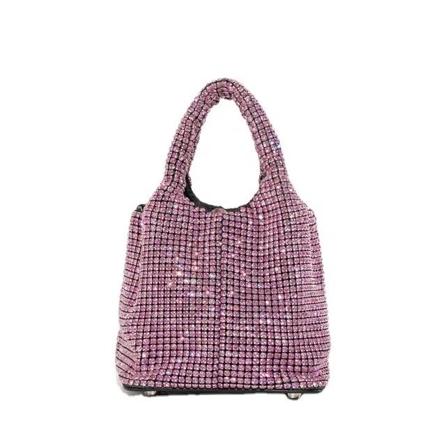 

Luxury Stylish Bling Rhinestone Evening Handbags Sparkling Crystal Crossbody Bag for Women with Metal Chain Wedding pouch
