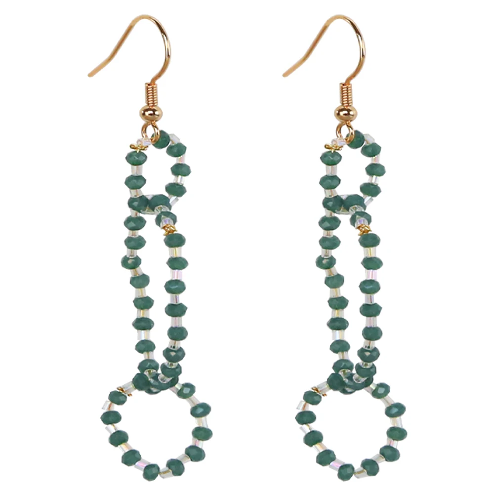 

Hot Sale Blue Bead Wire Wrapped Irregular Cross Earring For Women, Colors