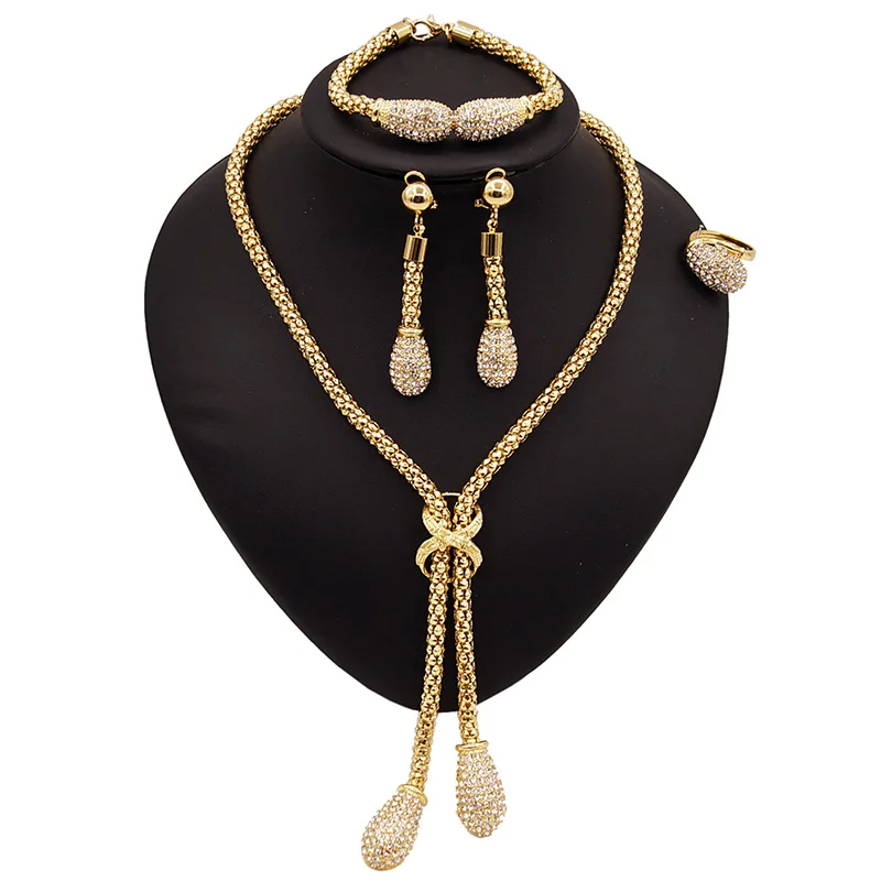 

High Quality Chain Link Pendant Jewelry Set Brazilian Gold Plated Jewelry set Fashionable Party Gift 4 pieces Jewelry Sets
