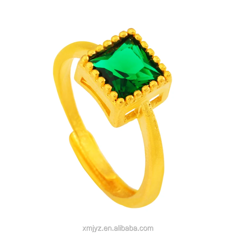 

Stall Source Square Emerald Ring Ins Brass Gold-Plated Fashion Jewelry Electroplating Imitation Gold With Jewelry Ring