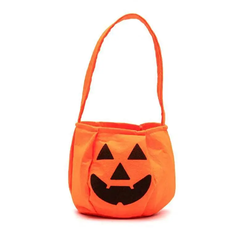 

Factory Wholesale Cheap Halloween Trick Or Treat Bags Handle Tote Felt Candy Pumpkin Bag In Stock, Customized