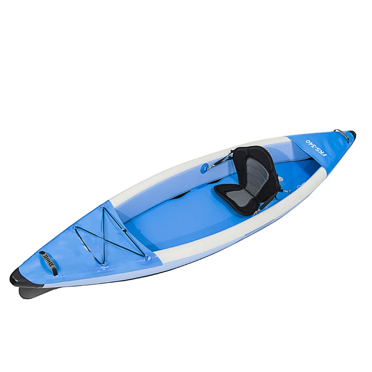 

Blue Single One Person 340cm Drop stitch PVC Pedal Inflatable Single Seat Canoe Kayak for Fishing, Customized color