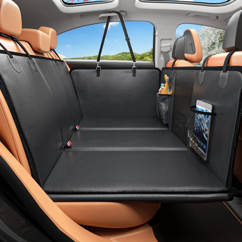 100% Waterproof PU Leather Dog Car Seat Cover for Back Seat with Hard Bottom Pet Backseat  Cover Vehicle-mounted Doghouse