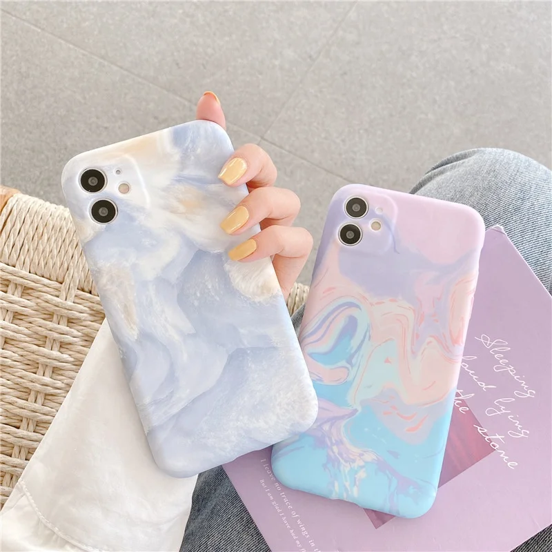 

2021 new beautiful color splicing liquid silicone colorful art suitable for iPhone x xr xs 11 12Promax mobile phone case, Luxury color