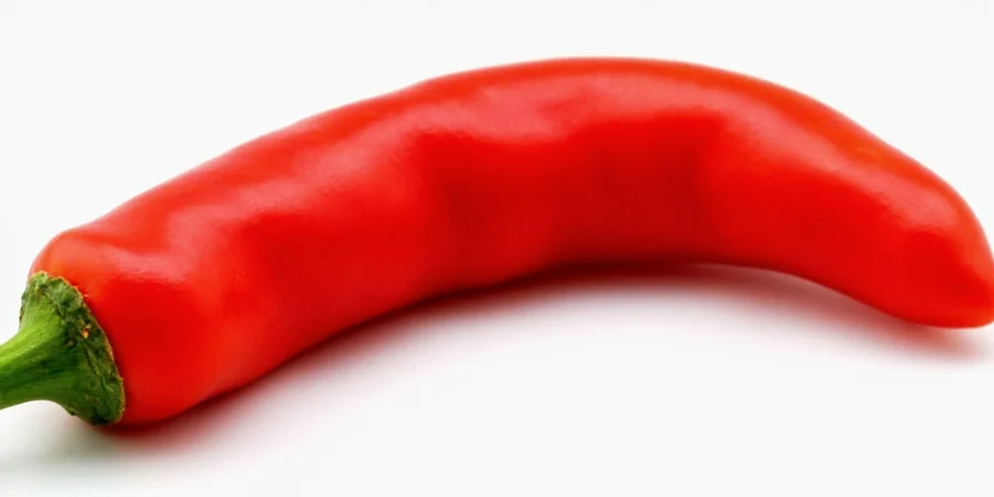 Side-by-side comparison of red serrano and jalapeño peppers