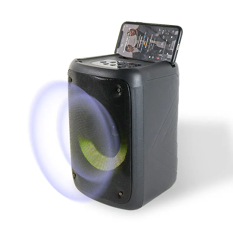 

Factory Price Black Rectangle Portable Lightweight Blue tooth 5.0 Meeting DJ Speaker with Colorful LED Light