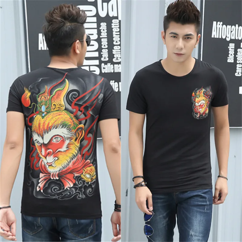 

2021 Customized Wholesale Chinese Style Round Neck Slim Daily Street Short Sleeve Men's T-shirts Casual