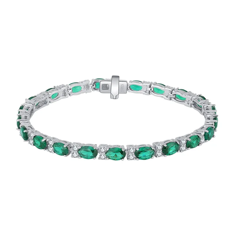 

Emerald Green red luxury 925 Sterling Silver Luxury Fashion Various Shaped Cut Cubic Zircon Tennis Bracelet Jewelry Women