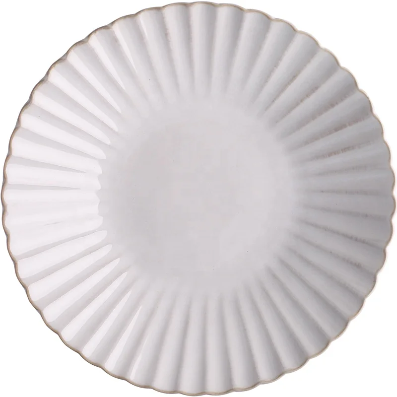 
Japan style simple ceramic dinnerware set glaze retro chrysanthemum tableware plate 