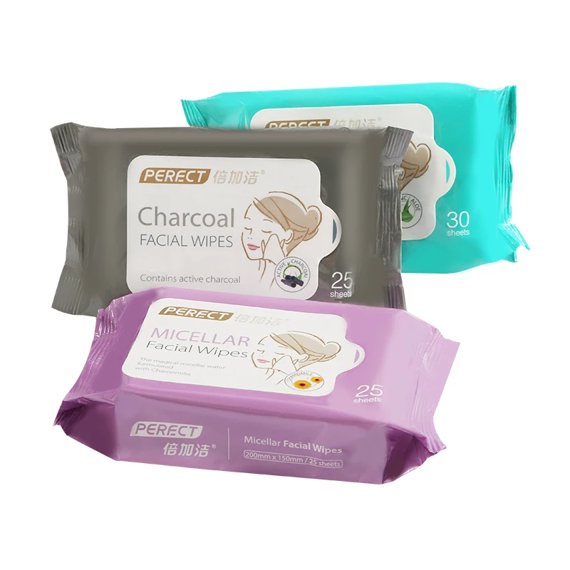 
PERFCT Micellar Facial Wipes Custom private label Makeup Remover Pure Water Face clean wipes wet 