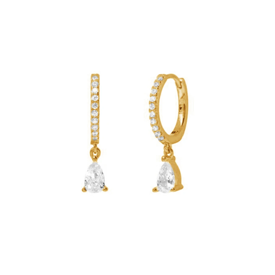 

wholesale silver and gold jewelry 18K Gold Plated 925 Sterling Silver Hoop Earring cubic zircon dangle hoop Earrings