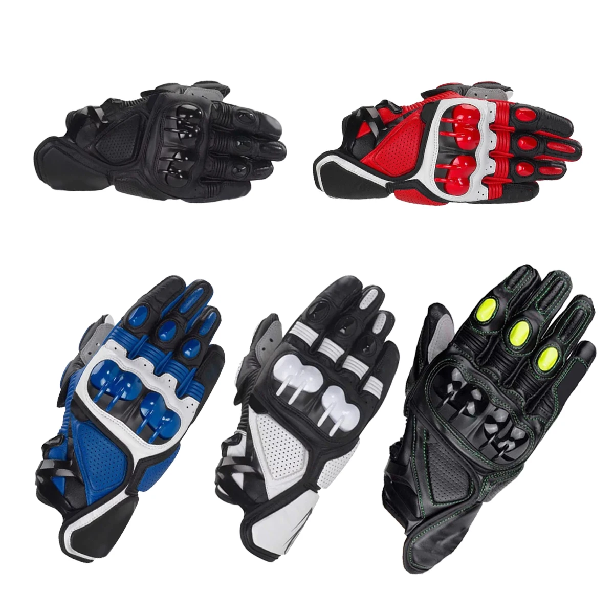 

Wildmx S1 PRO GP Racing Motorbike Street Moto Rider Motocross Leather Gloves Motorcycle Glove, Black/blue/red
