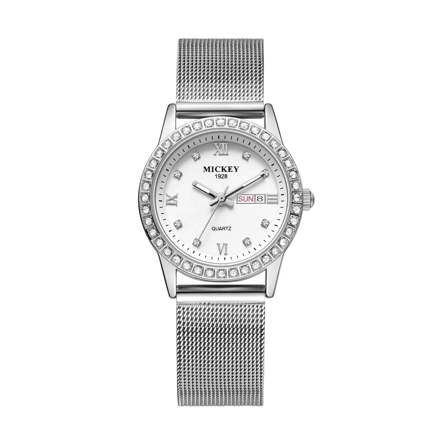 

2021 Luxury Custom Logo Fashionable Analog Metal Strap Sliver Quartz Wristwatch