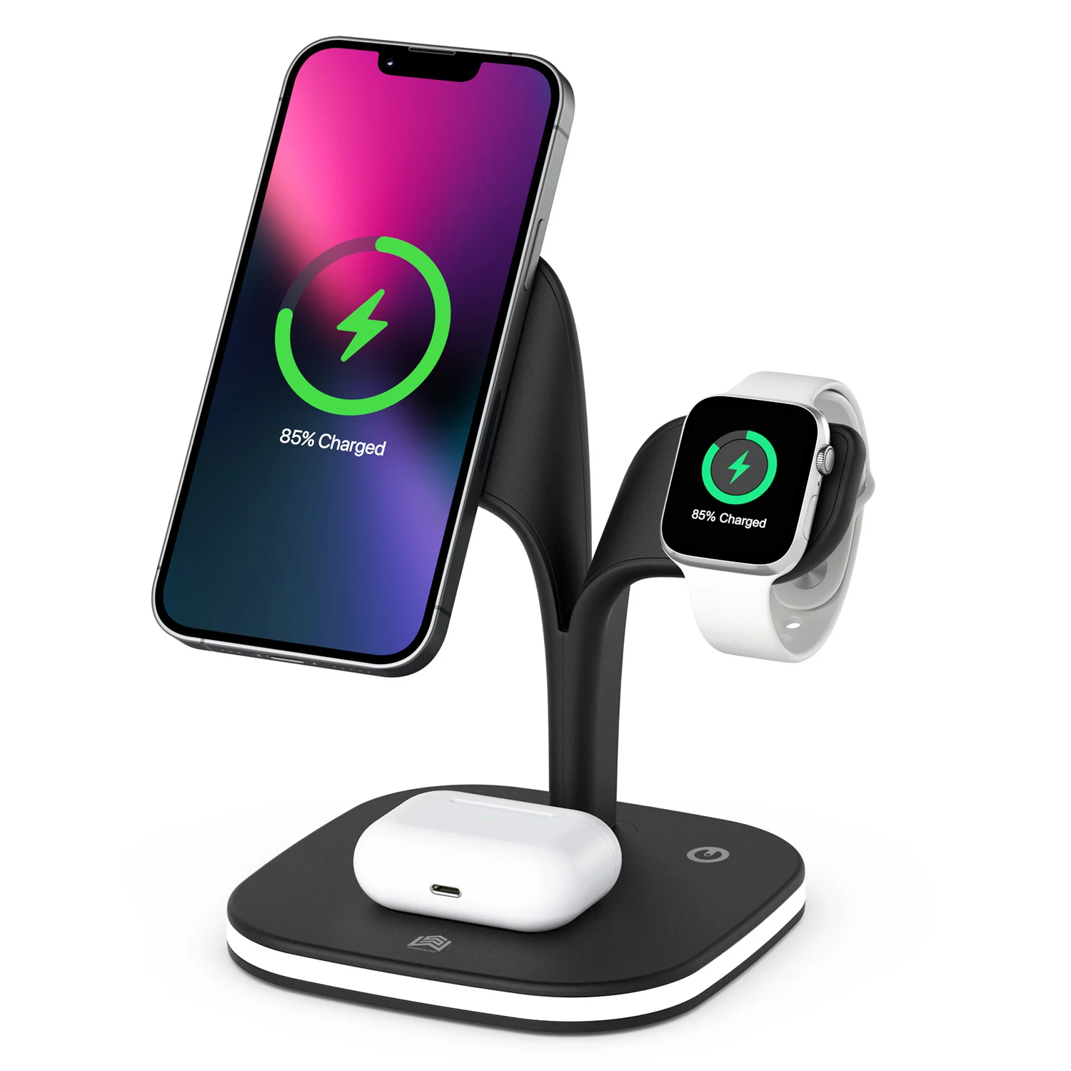 

NPO Capacitor Magnetic 3 in 1 lamp sublimation table lamp wireless charger Fit for Iphone Android Earphone wireless fast charger, Black white