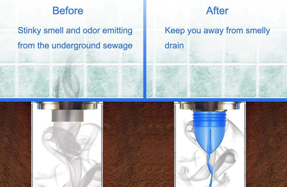 Deodorant Silicone Drain Adapter Shower Floor Drain Backflow Preventer