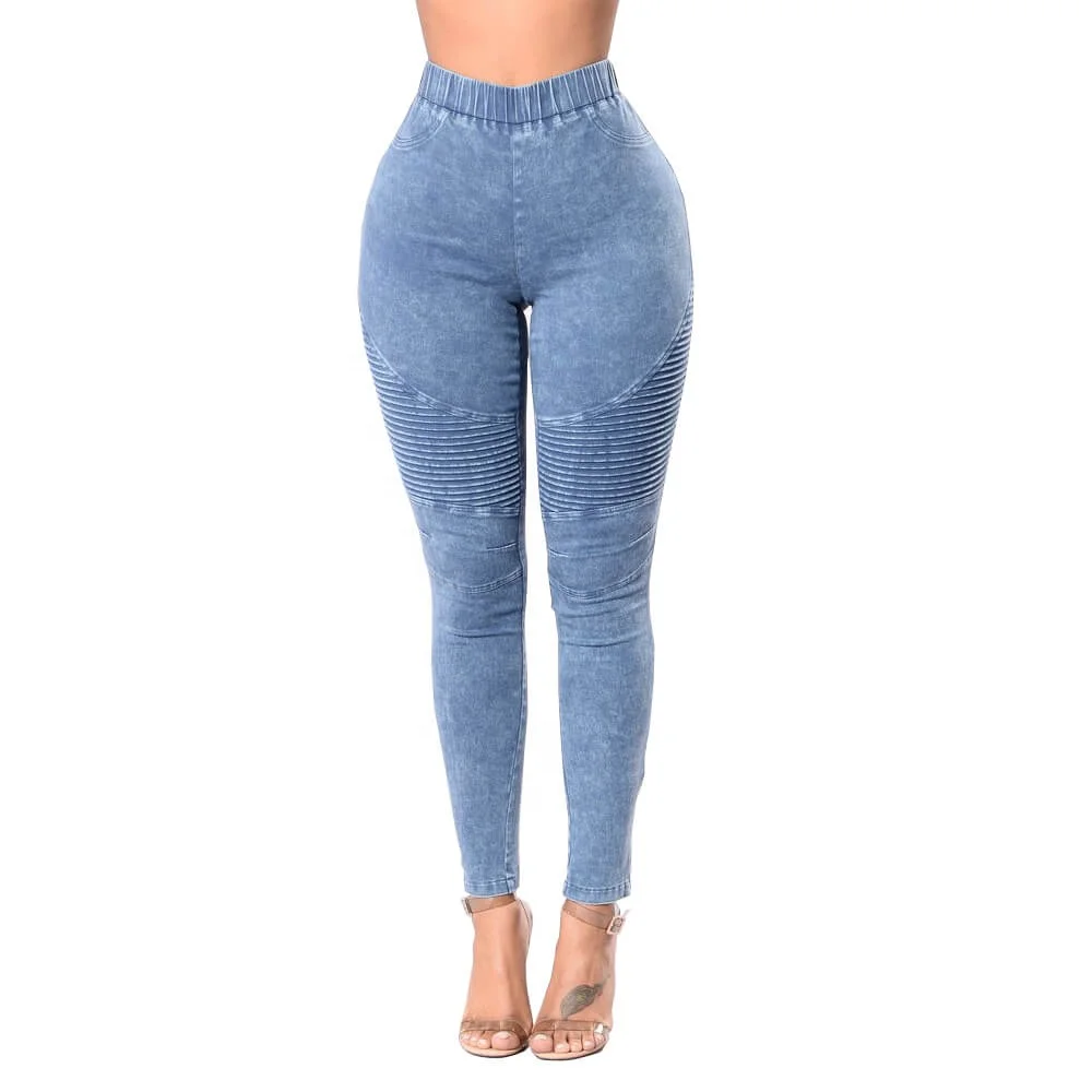 

Bulk Wholesale Elastic Pleated Stitching Levanta Cola Colombian Skinny Women Jeans, Picture