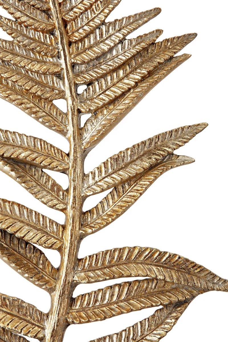 Marble Base Wholesale Fern Leaf Luxury Resin Gold Leaf On Natural Marble Base Hotel Decoration factory