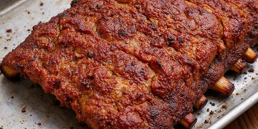 Step-by-step photos of applying spice rub to ribs