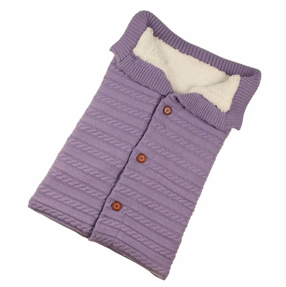 
Baby Sleeping Bag Envelope Winter Kid Sleepsack Footmuff Stroller Knitted Sleep Sack Newborn Swaddle Knit Wool Swaddle Wrap 
