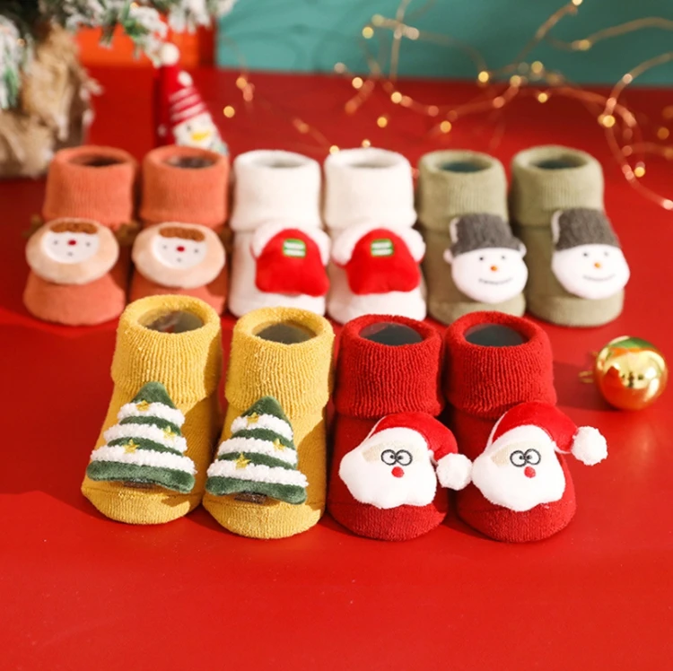 

Autumn and winter thickened baby socks non-slip baby floor socks baby Christmas new year sock newborn cartoon figures