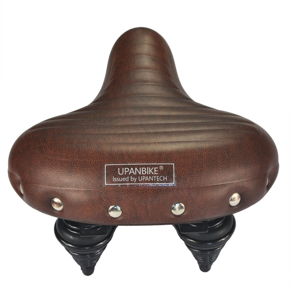 

Comfortable Leather Shock Absorption Widen Bicycle Saddle Soft Bike Cushion, Brown