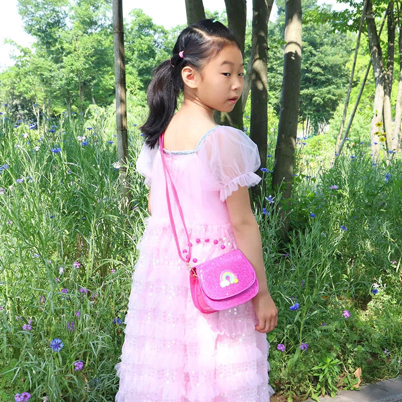 

Korean Glitter Cartoon Cute Girl Child Small Bag Leisure Fluorescent Pu Shoulder Bag Flamingo Carrot Rainbow Handbag
