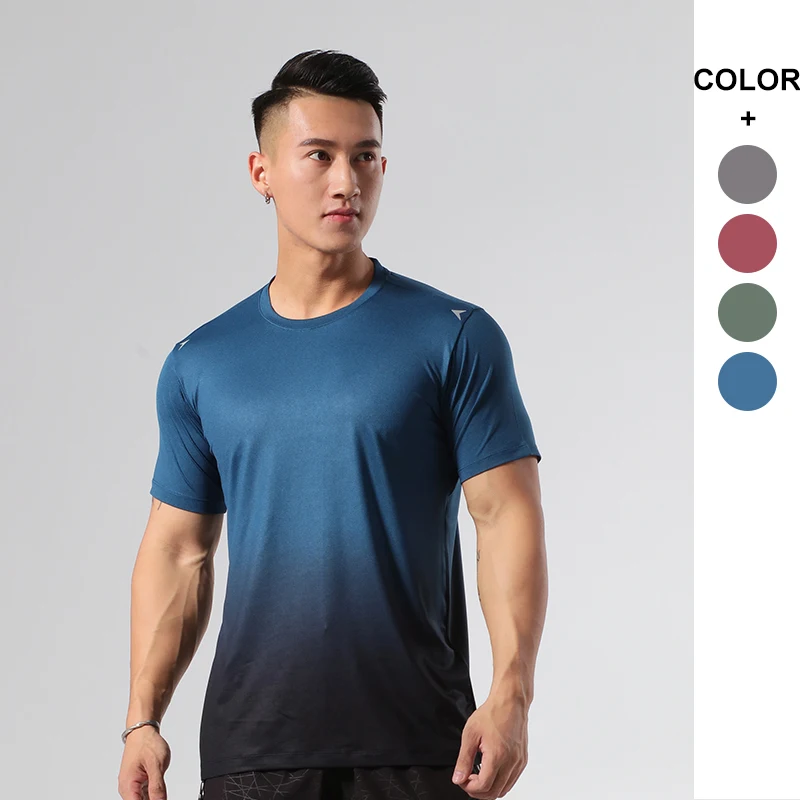 

Rapid Dry Four Way Stretch T-Shirt Sports Top Exercise Gradient Regular Fit Jogger Man Tech Shirts