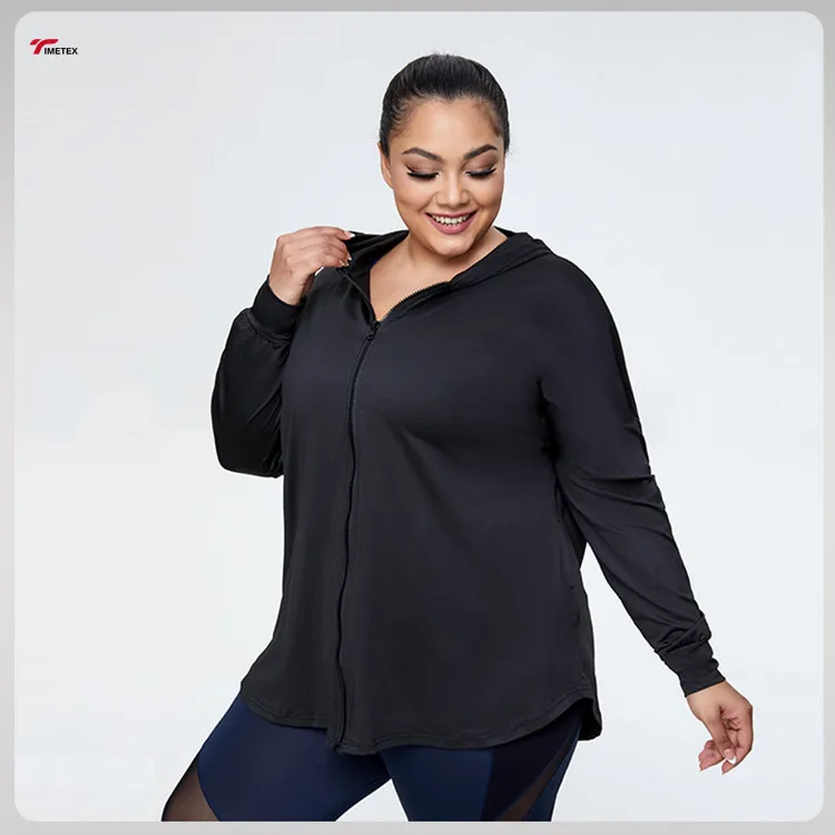 

New Loose plus size yoga fitness jacket women hooded zipper cardigan long-sleeved sports top women yoga wear