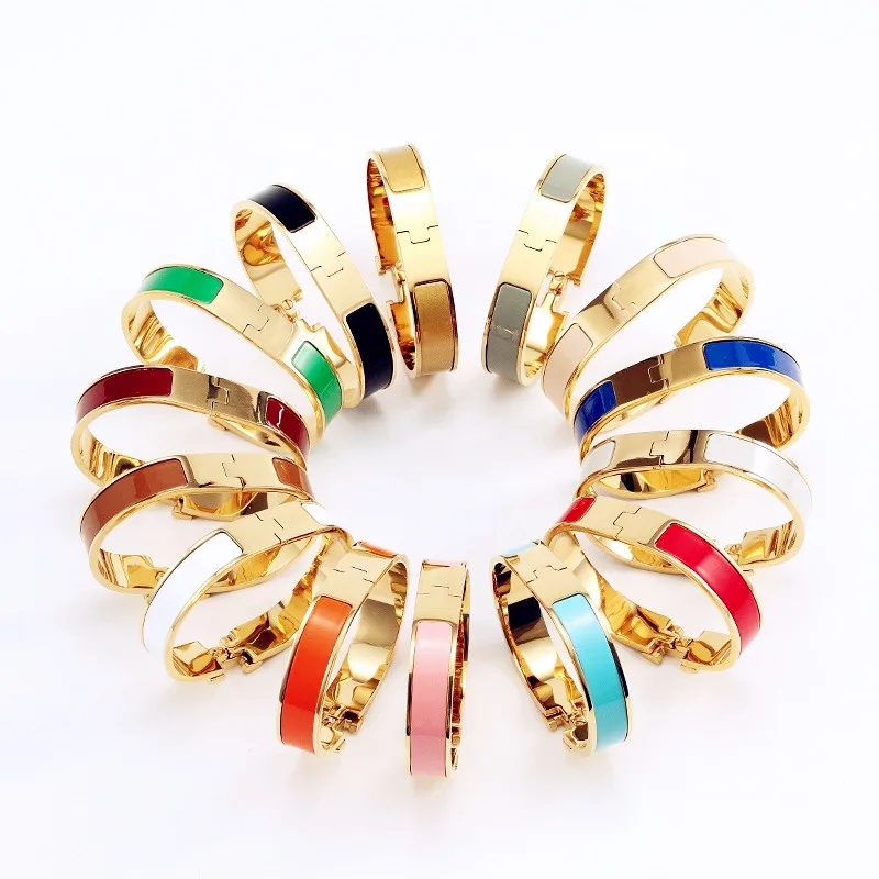 

Hot Sale Popular Jewelry For Women 316L Stainless Steel Bracelet H Enamel Colorful Bangle