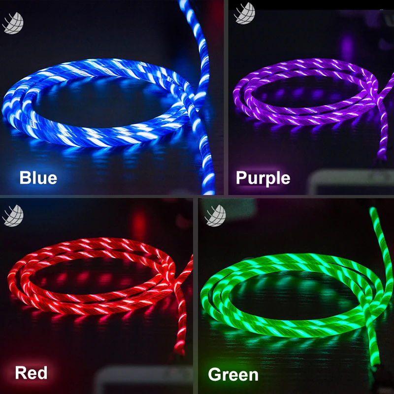 LED Glow Flowing Data USB Cable 8 Pin Charging Cable For iPhone