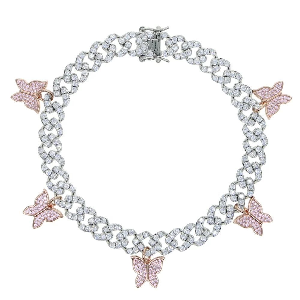 

2020 new hip hop Foot butterfly Jewelry Ankle Bracelet For Women Cuban Link Chain BUTTERFLY charm leg Anklet Bracelet jewelry