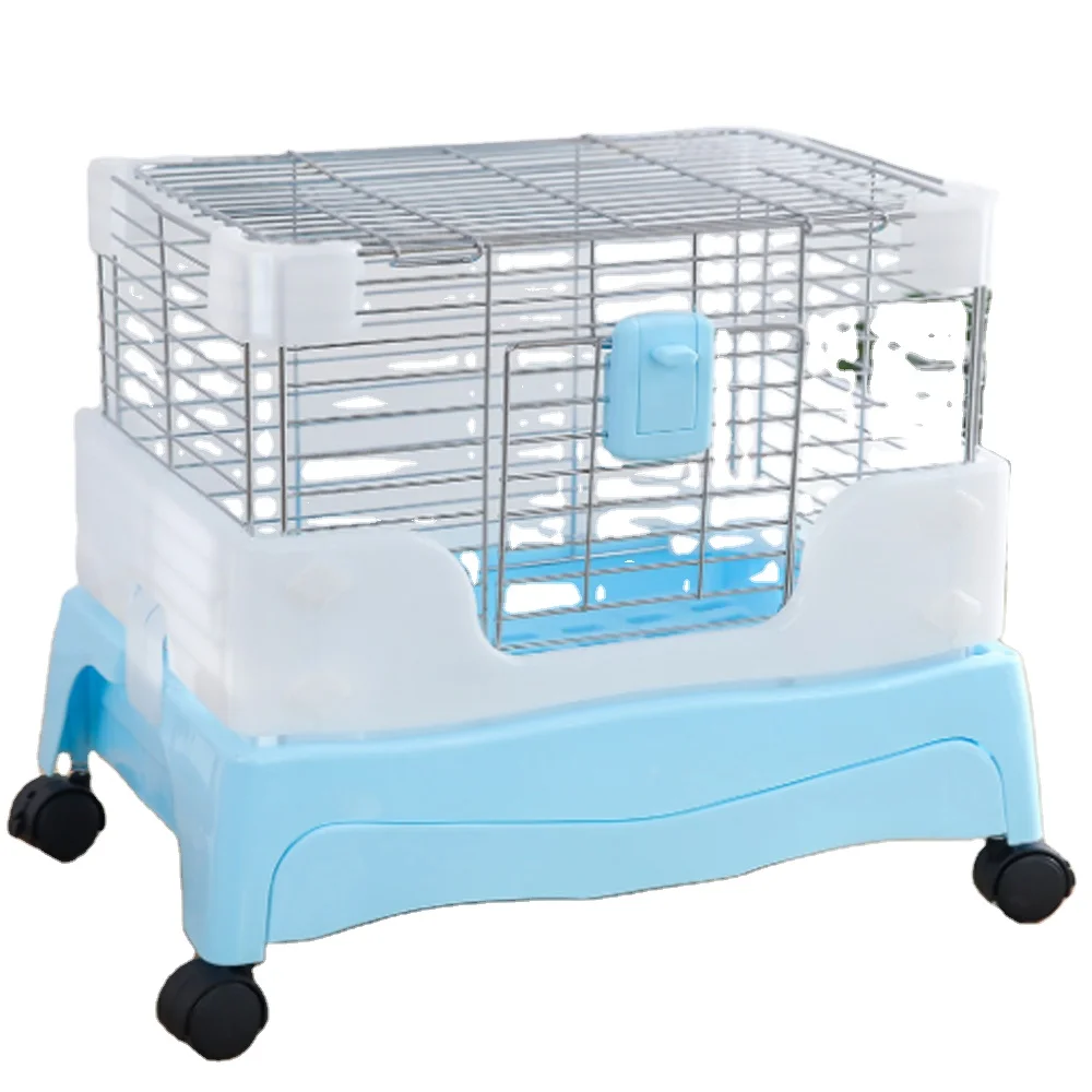 

Wholesale Pet Drawer Type Roller Rabbit Cages Indoor Large Moving Cages For Rabbit, Blue, pink