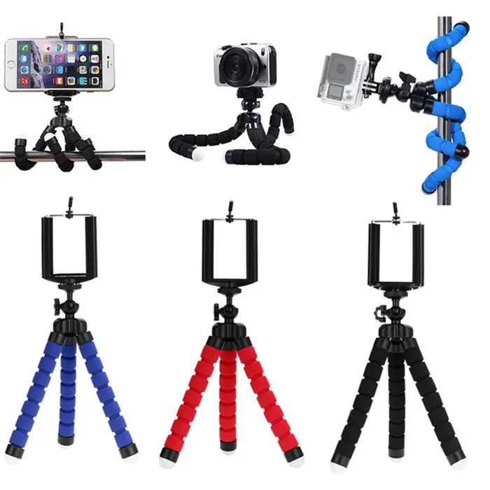 

Quality Smartphone Mobile Phone Tripod Mini Flexible Sponge Octopus Tripod with Clip Bracket Mount Holder for iPhone, Blue, black, red