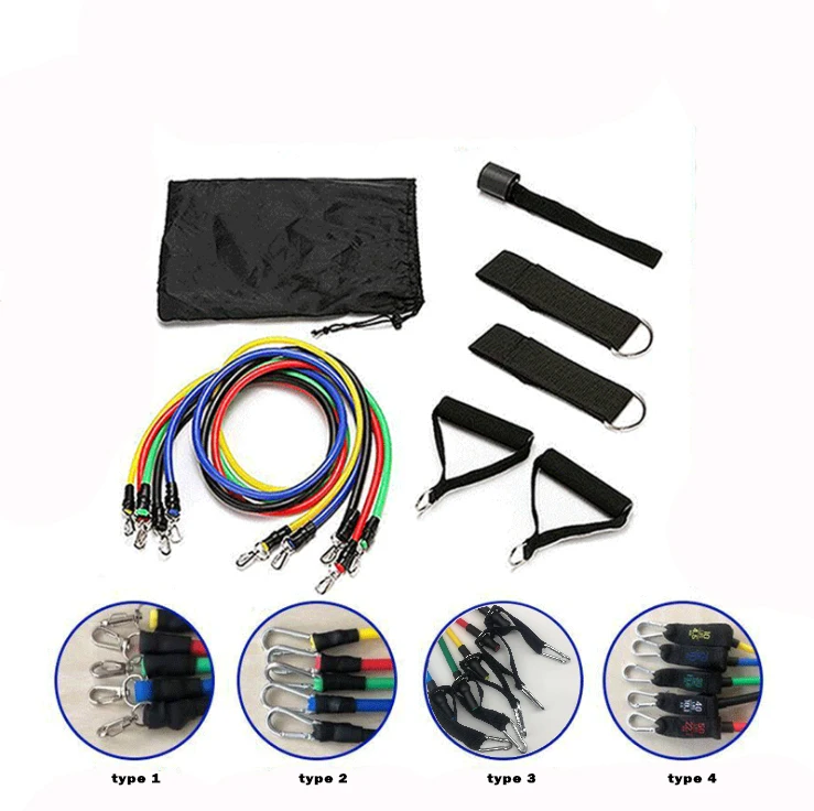 

Manufacturer Hot Selling 100LBS 11pcs Resistance Bands for Home Fitness/Exercise, Black/blue/green//red/yellow