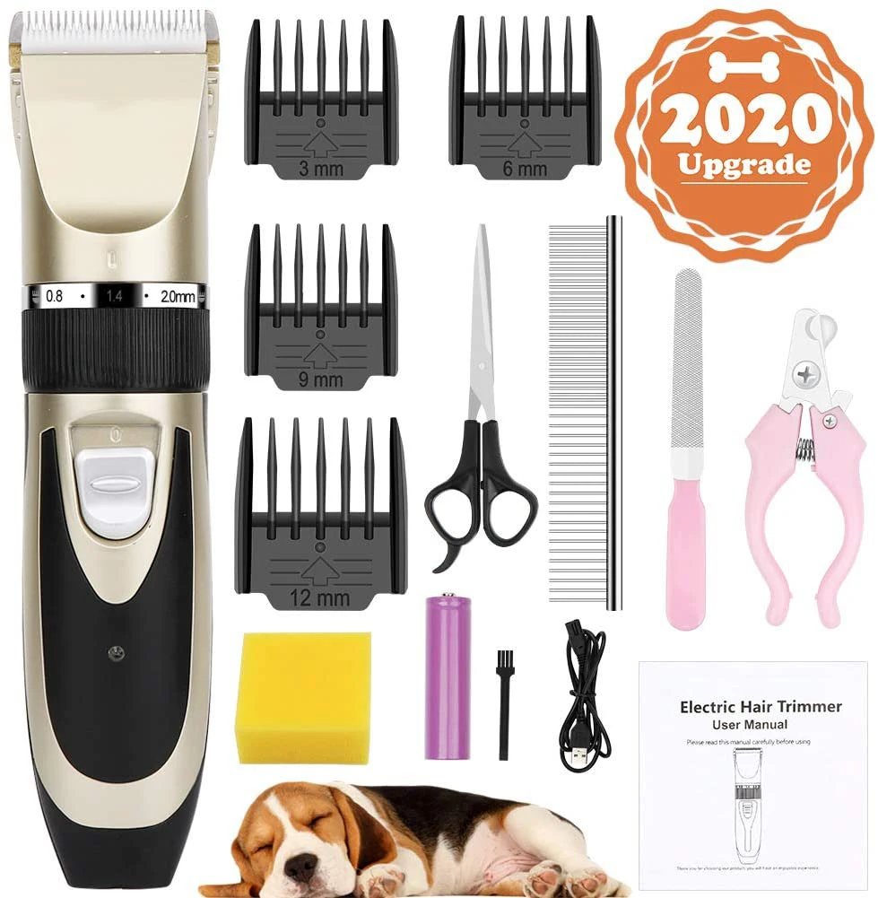 

Dog Grooming Tool Professional Pet Grooming Kit Rechargeable Cat Hair Trimmer Dog Shaver, Gold+black