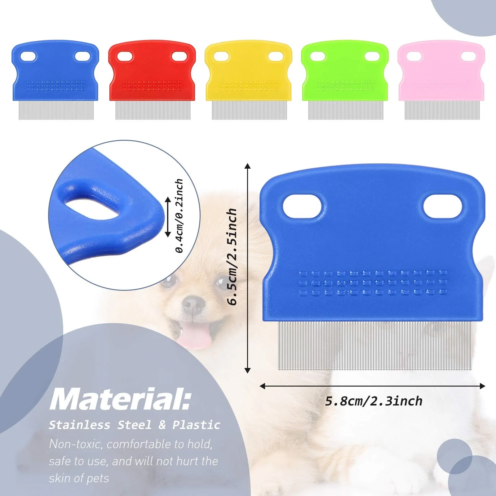 

2022 Amazon Good Selling Dog Accesory Plastic Stainless Steel Pet Flea Lice Cleaner Comb For Pet Anti Flea