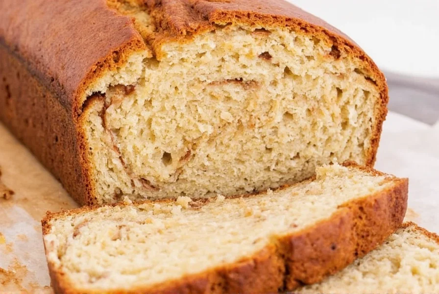 Sliced cinnamon keto bread showing moist interior texture and visible cinnamon swirls