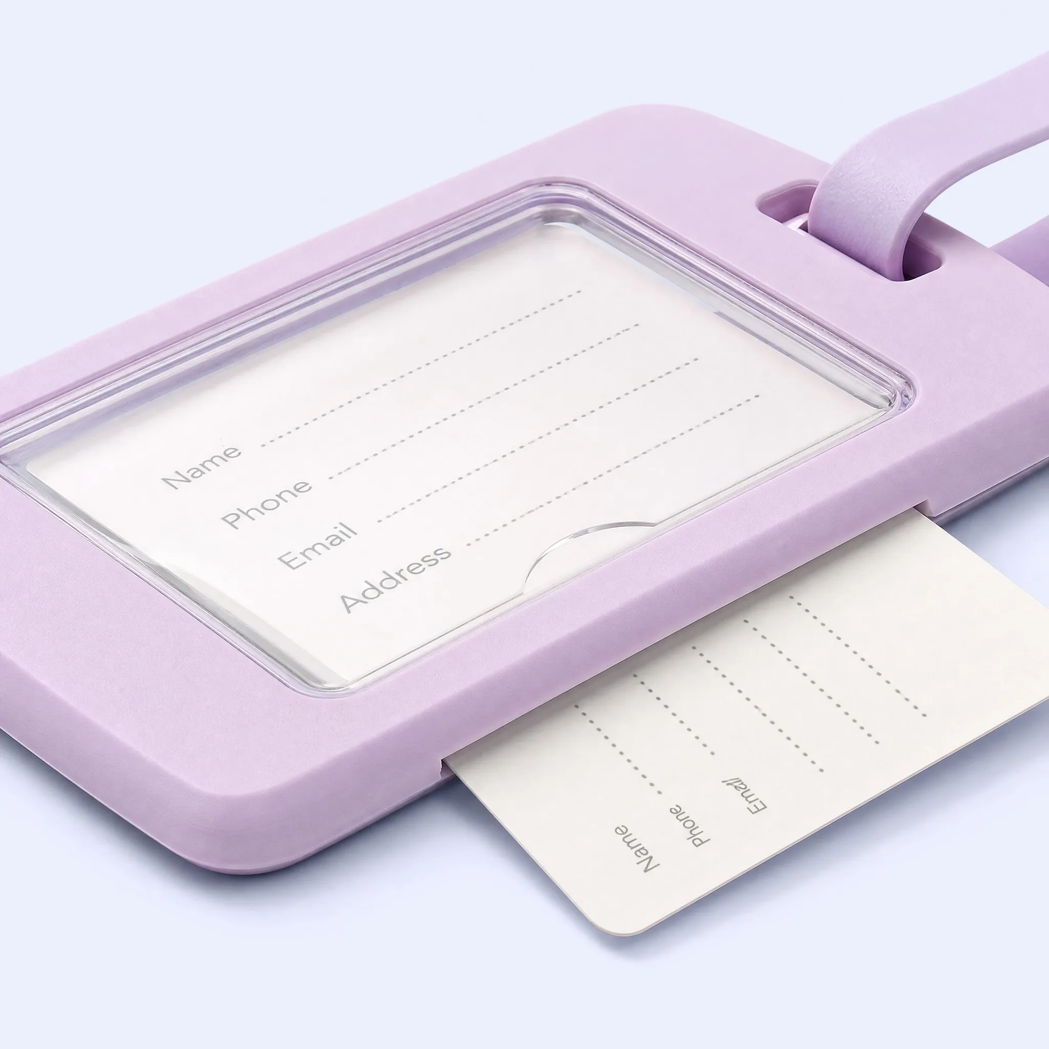 Custom 3D Soft PVC Luggage Tag Slide-In Clear Window and Replaceable Address Card Close-Up