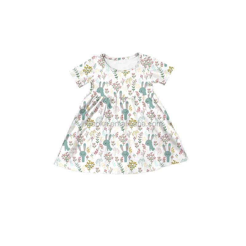

Children 2020 Children Clothing Summer Rabbit And Flower Print Girl Baby Girls Dress, Picture