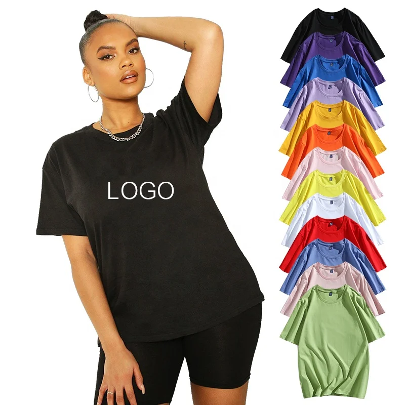 

200Grams Drop Shoulder T-Shirts Women Streetwear Cotton Dress Plain Women's T-Shirts Long for Loose oversized tshirt women Pink