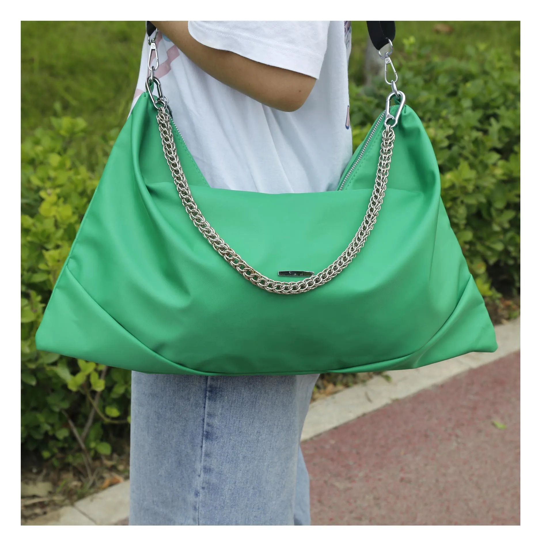 

Classical Nylon Waterproof Tote Shoulder Bags Casual Women Bag Candy Color Fashion shoulder Handbags, As picture