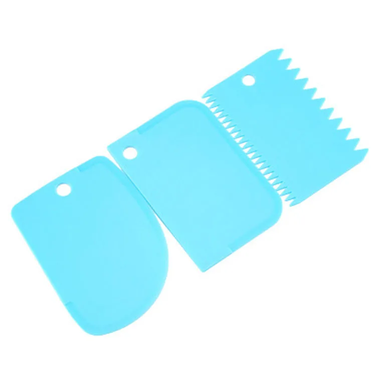 

3Pcs Baking Spatulas Set Cake Gadget Kitchen Accessories Cream Scraper Teeth Edge Scraper Cake Decorating Fondant Pastry Cutters, Blue,pink,white,yellow