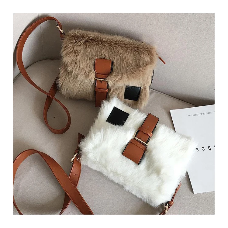 

2021New Arrivals luxury Winter Wool women large capacity shoulder fur handbag