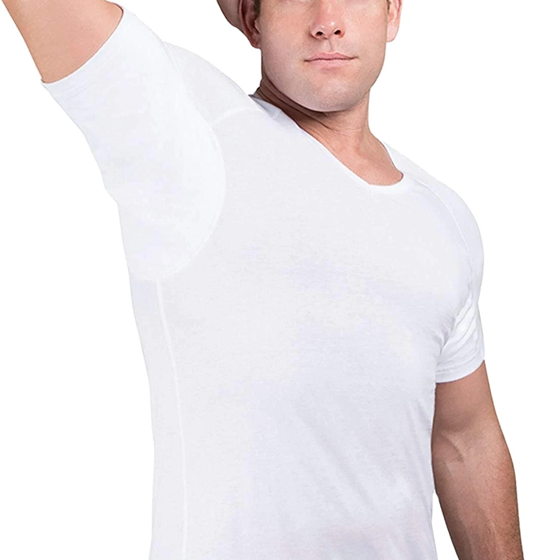 

Enerup Custom Brand 100% COTTON Sweatproof T-Shirt Men's Sweat Proof Undershirt With Underram Pads Slim V-Neck T Shirt