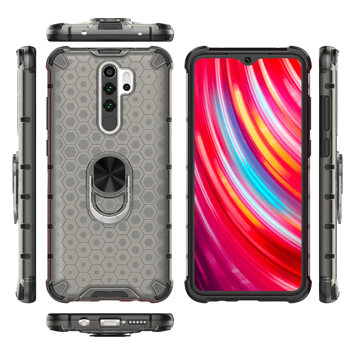 

Ultra Thin Anti Scratch Car Magnetic Cell Phone Cover For Redmi note 8 pro ring holder stand phone case