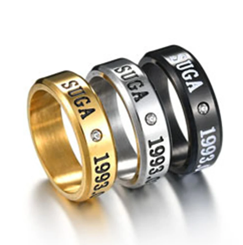 

Stainless steel engraved jimin suga v rap j-hope jung jim boy bts ring