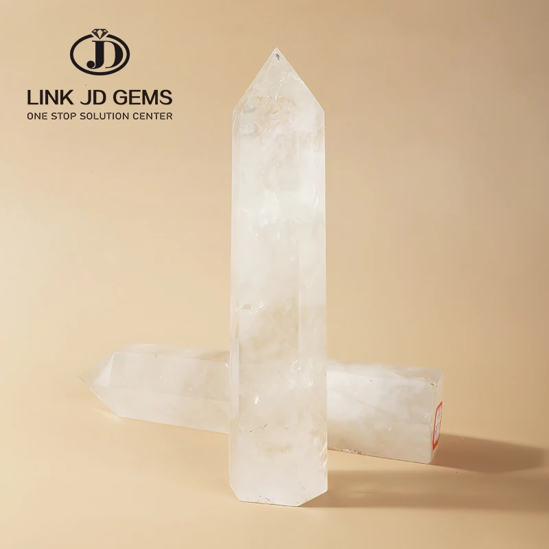 

25cm Natural Clear White Crystal Healing Quartz Column Point Decor Hexagonal Reiki Polished Crafts Ornament Minerals Wand Tower