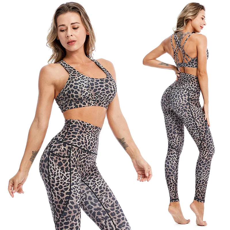 

2021 new printed cross beautiful back sports sexy fitness gym seamless women yoga sets, Optional